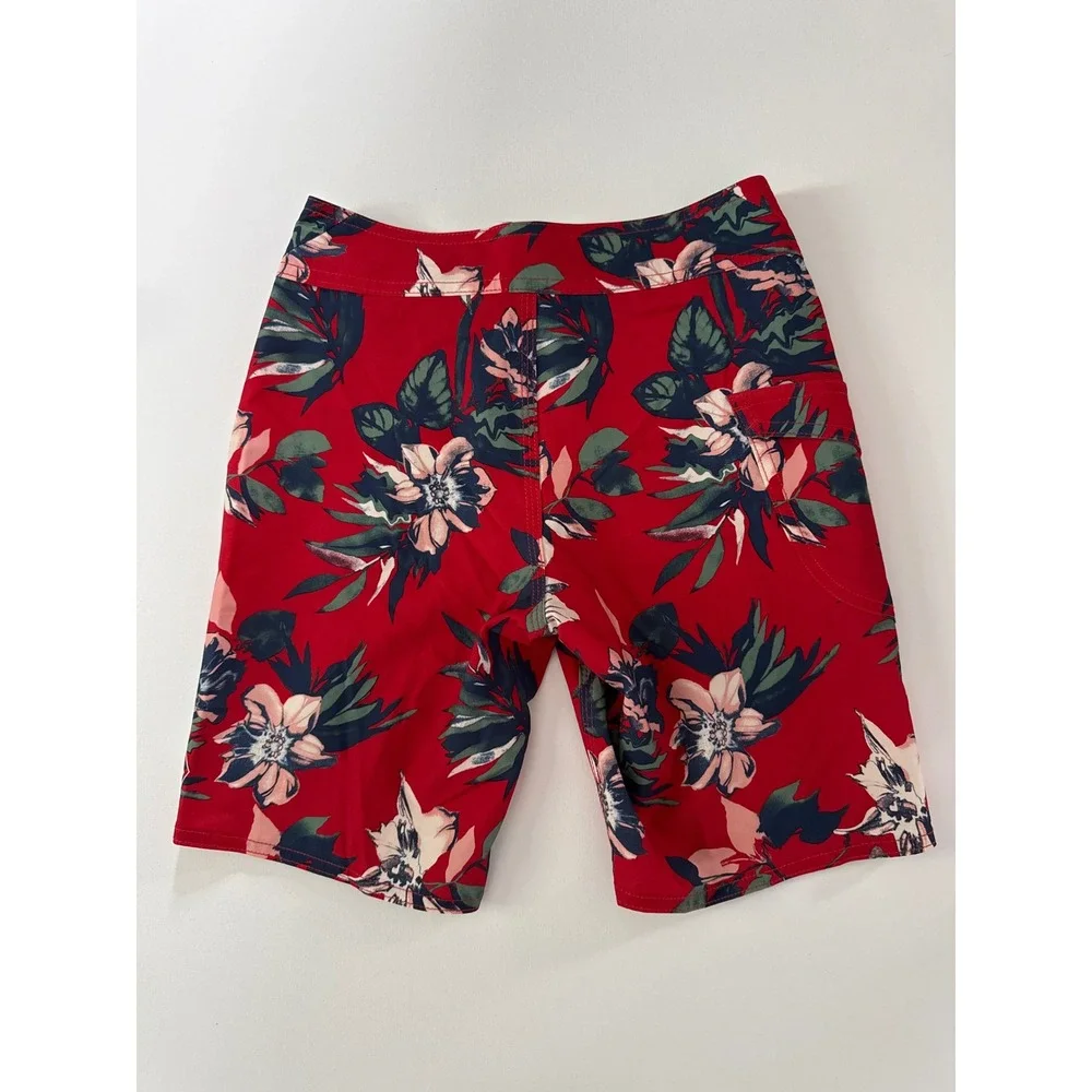 Volcom Kids Red Floral Tropical Board Shorts Swim Trunks Size 25 C0802304